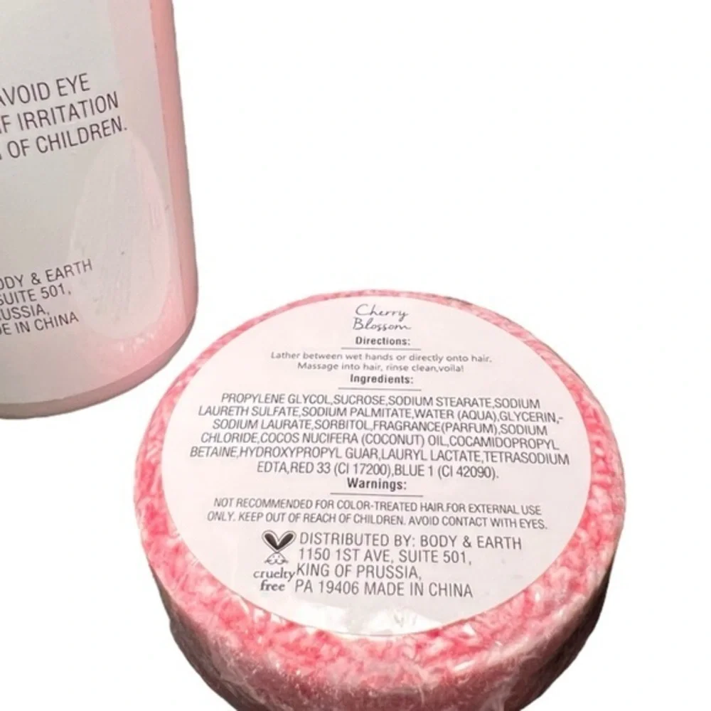 NEW Body & Earth CHERRY BLOSSOM &‎ JASMINE Body Lotion + Shampoo Bar GIFT